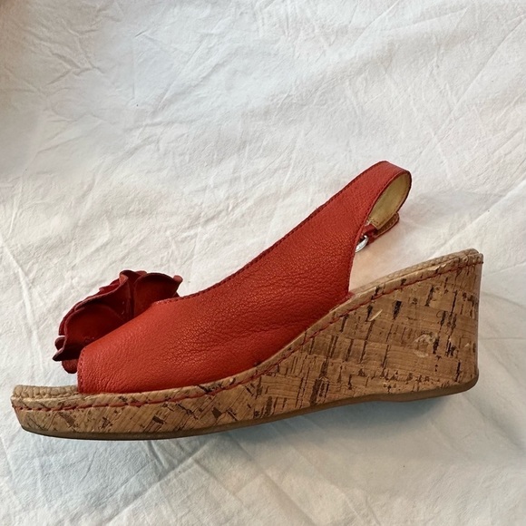 Women’s b.o.c. Cork Wedges, Coral Leather Size 9 - Picture 11 of 16